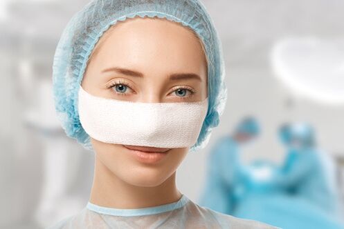 Fixed bandage on the nose during rehabilitation after rhinoplasty